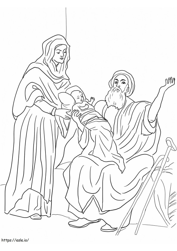 Coloriage L'Enfant Jésus dans le temple à imprimer dessin