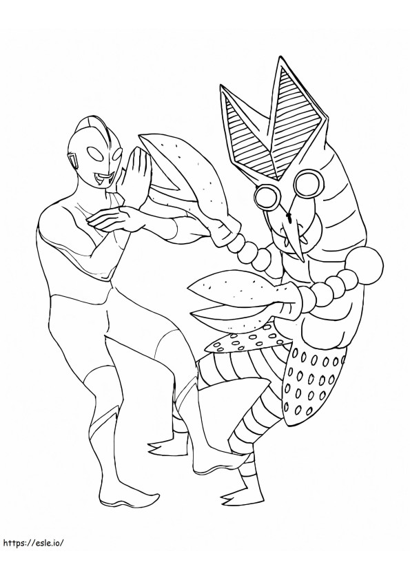 Coloriage Combat d'Ultraman à imprimer dessin