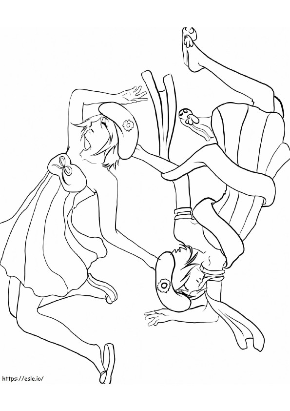 Anime Twin Girls coloring page