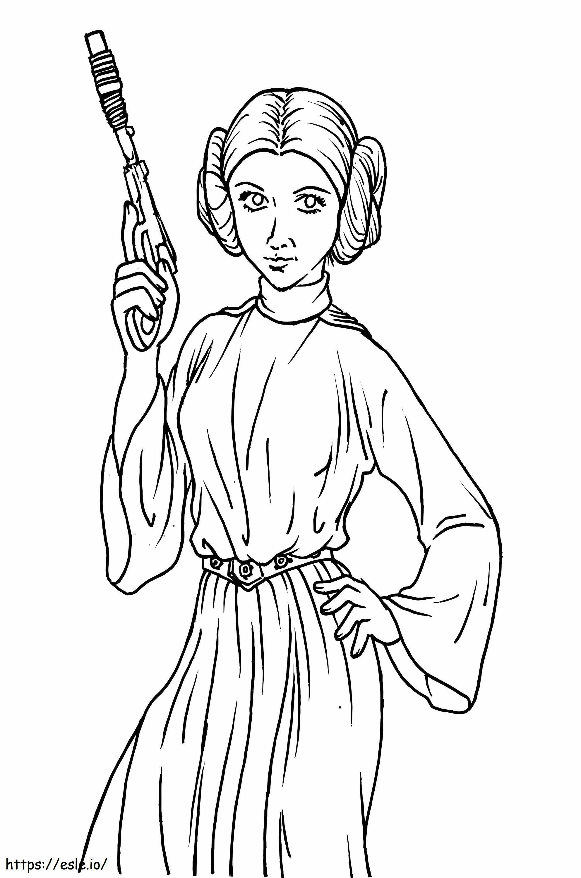 Genial princesa Leia para colorear