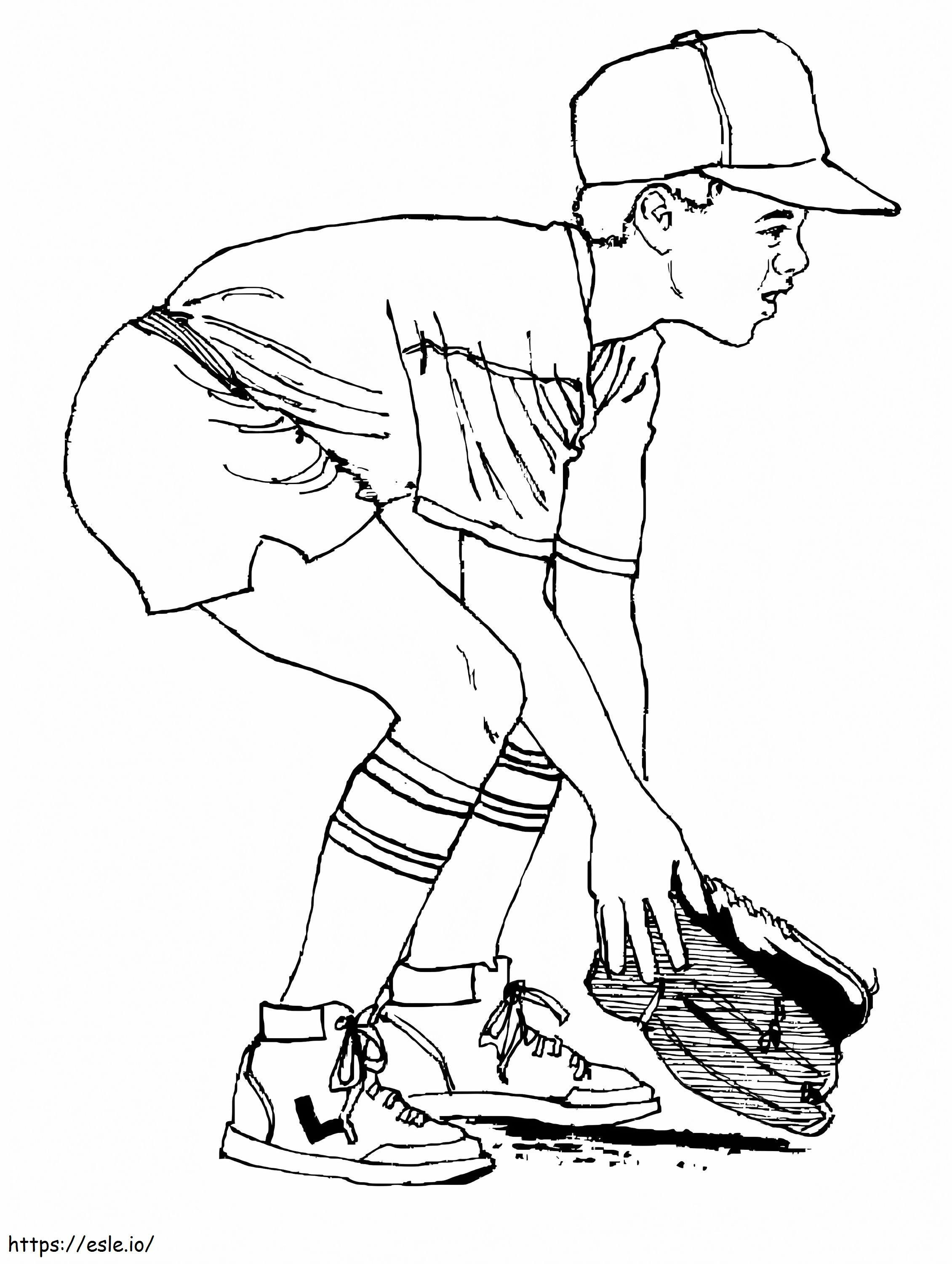 Beyzbol oynayan çocuk boyama