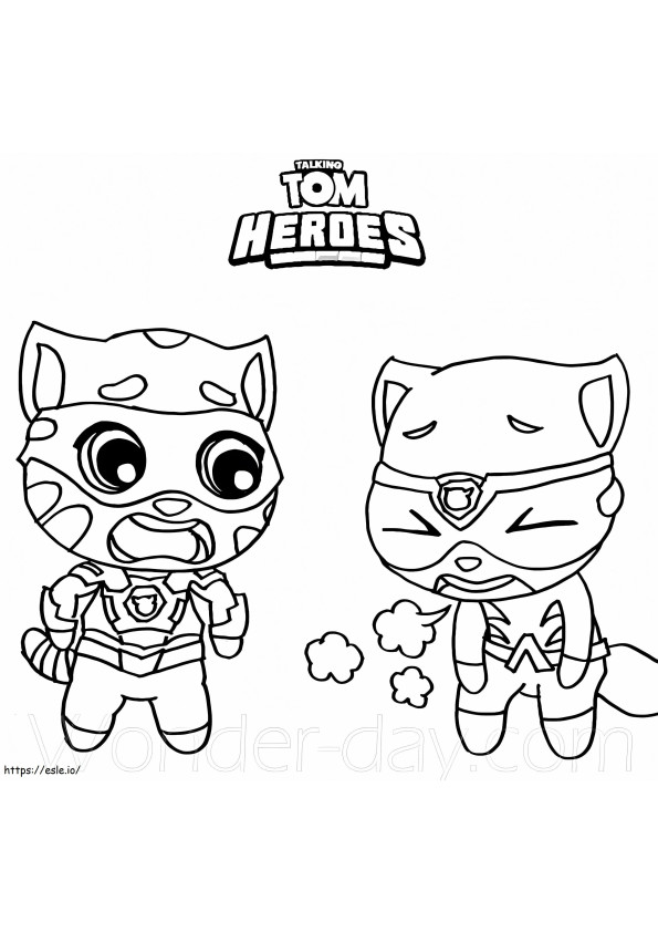 トムとアンジェラのヒーロー ぬりえ - 塗り絵