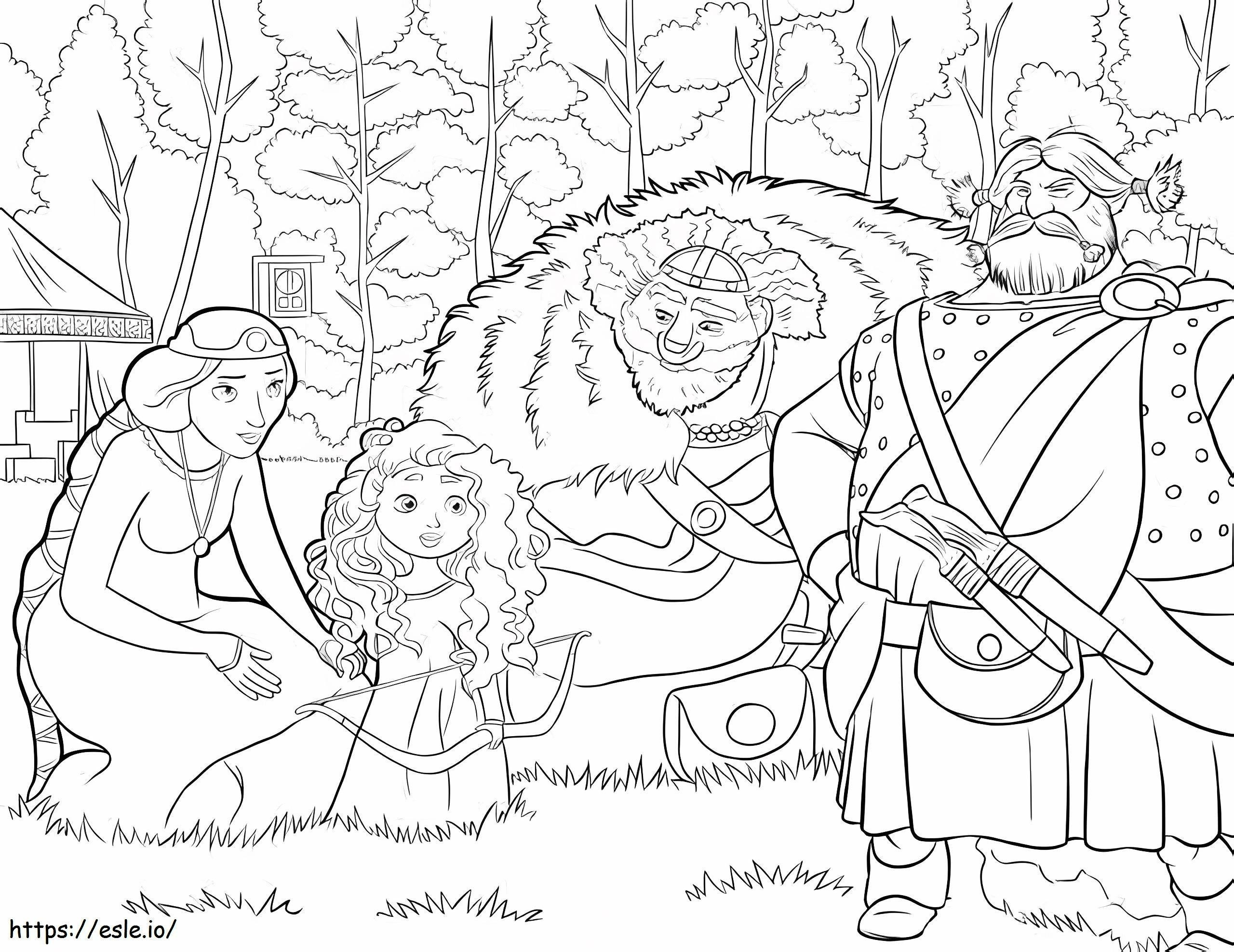 Re Fergus, la regina Elinor Merida e Lord Macguffin da colorare