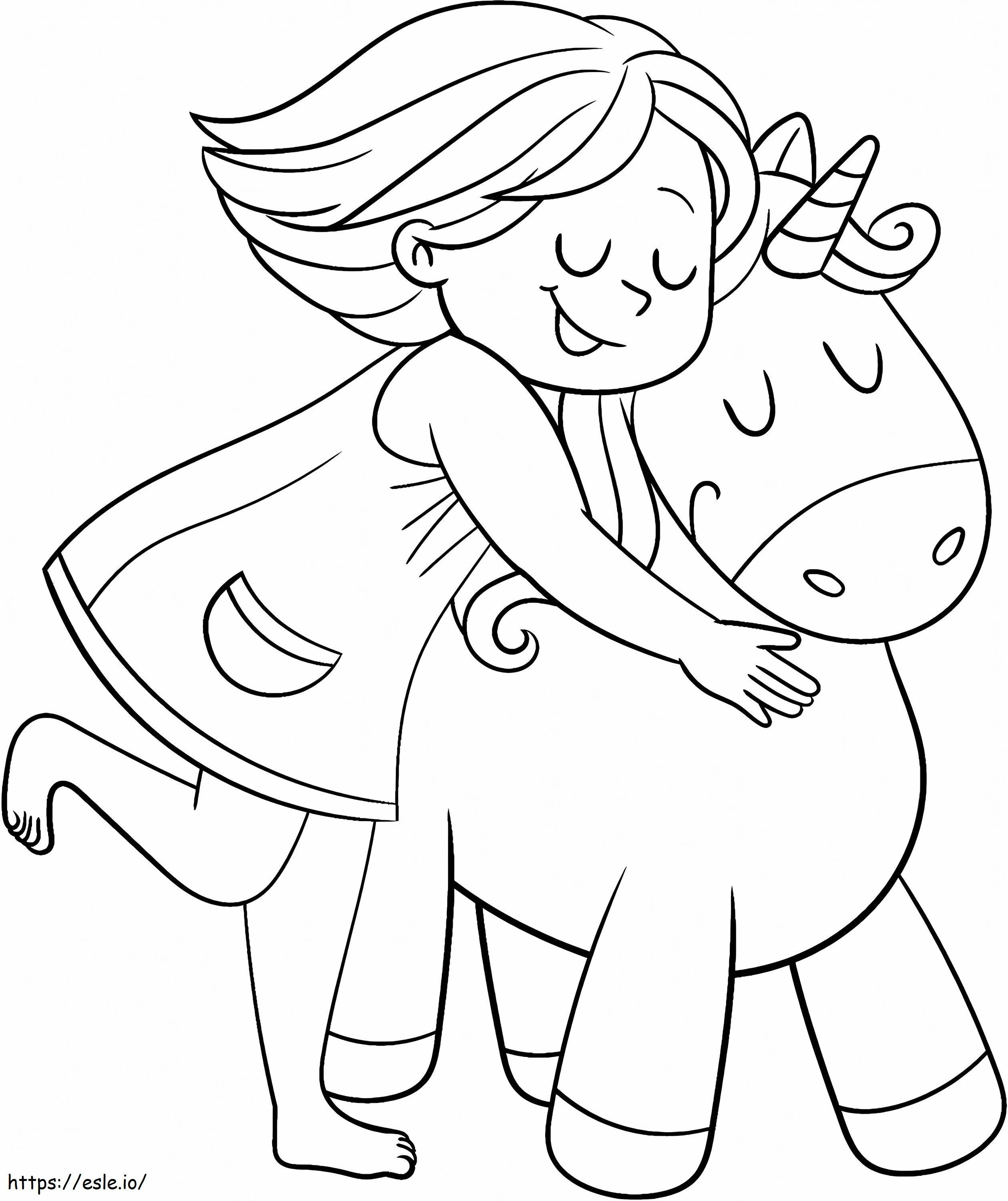 1563239724 Girl With Unicorn A4 coloring page