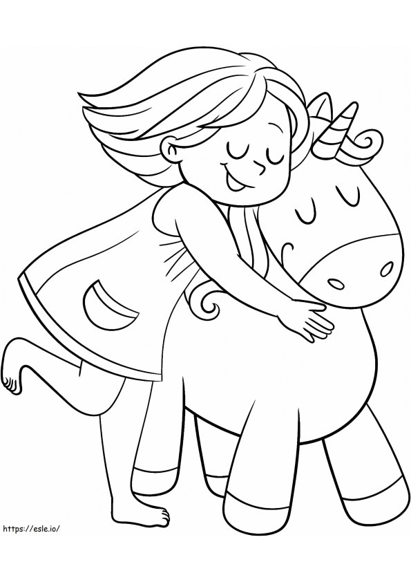 1563239724 Girl With Unicorn A4 coloring page