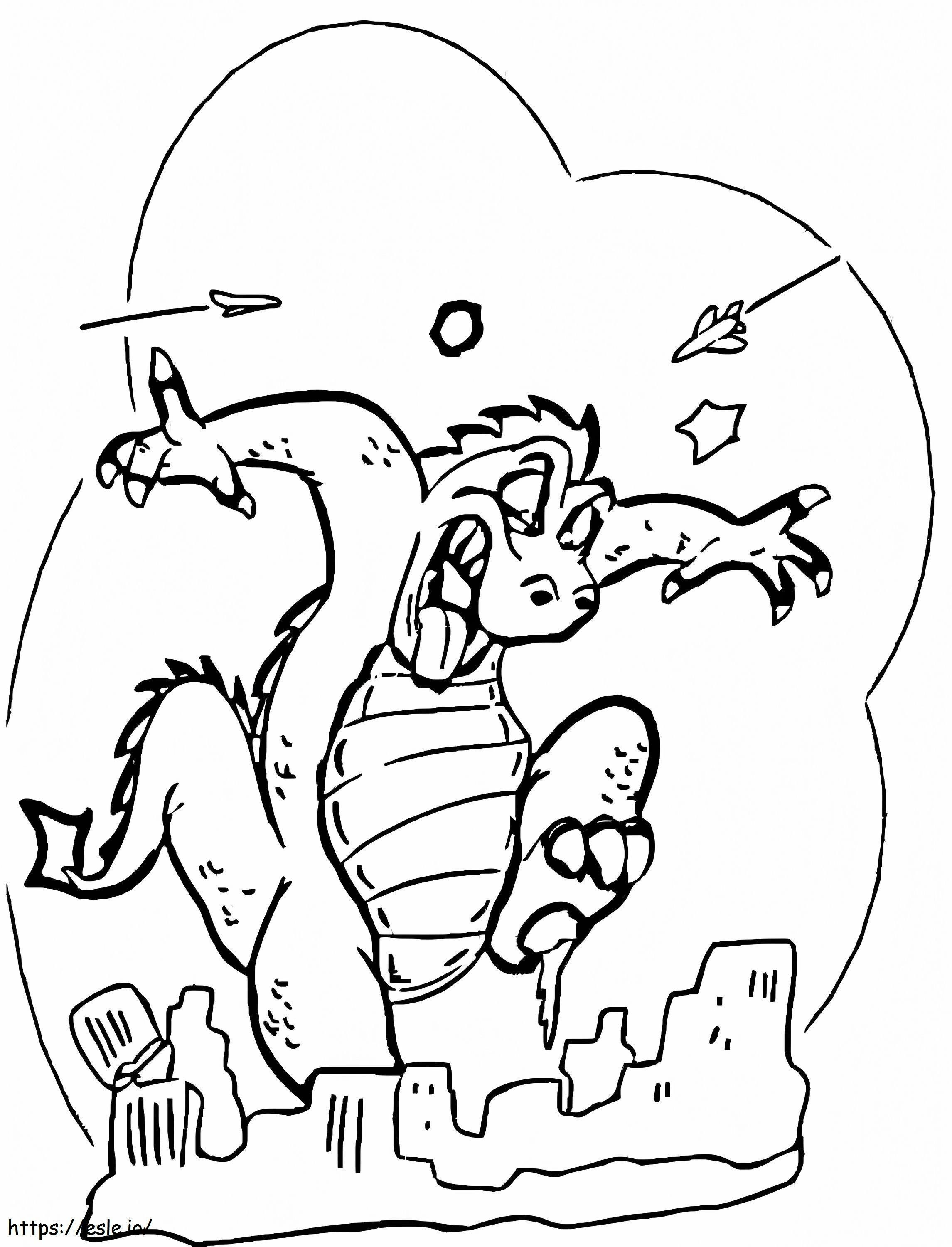 Godzilla ataca a cidade para colorir