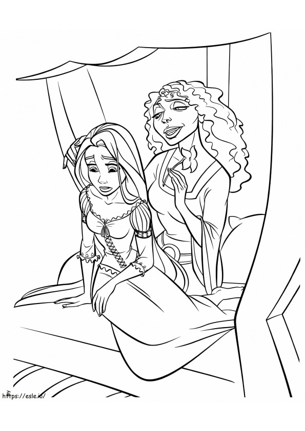 Gothel e Rapunzel para colorir