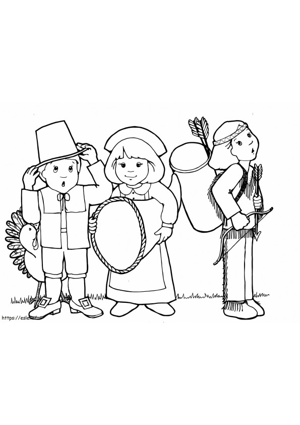 Pilgrim And Indians coloring page