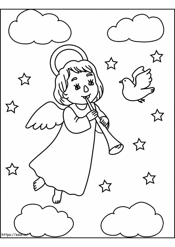Christmas Angel And Dove coloring page