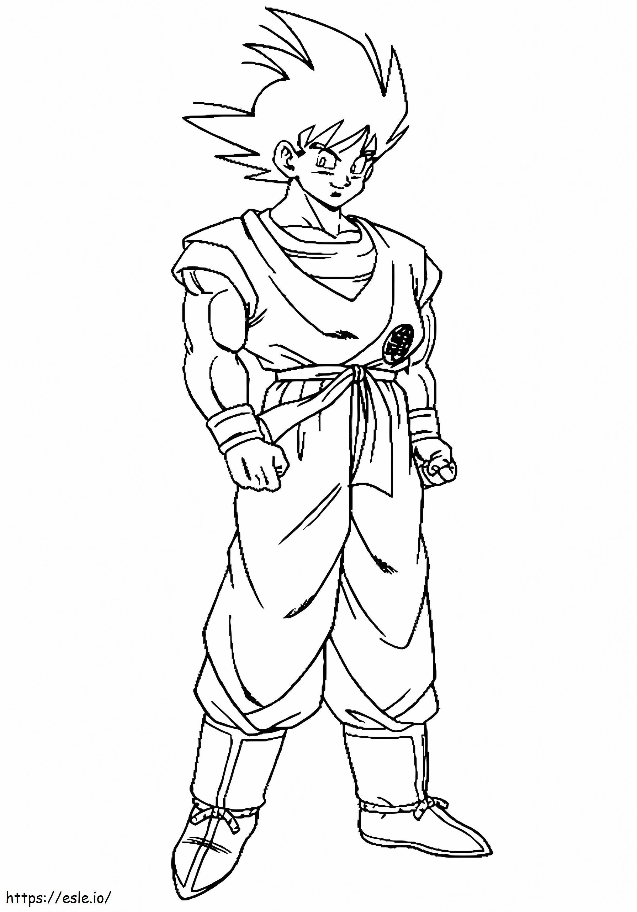 Coloriage Son Goku sourit à imprimer dessin