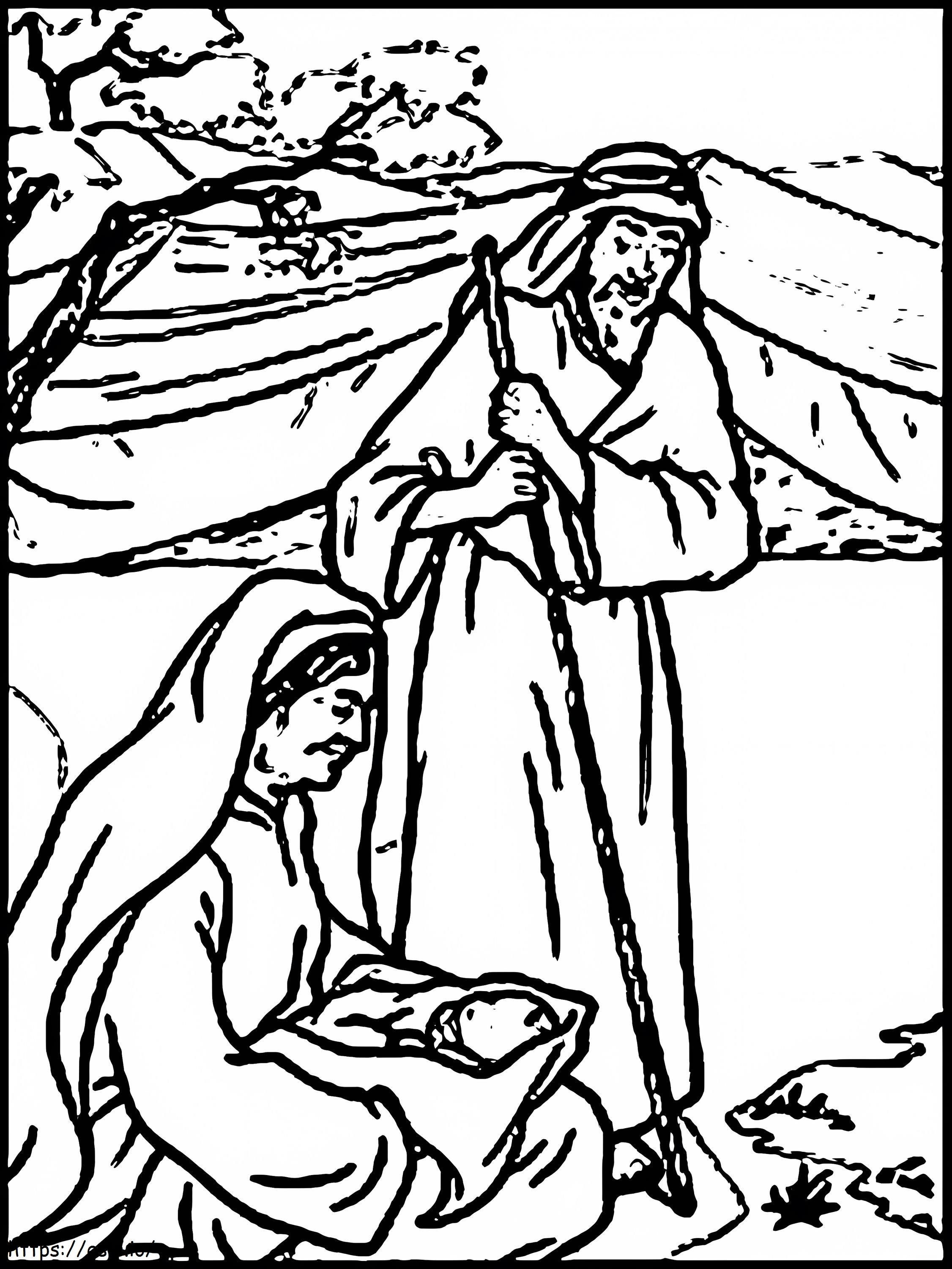 聖書 アブラハムとサラ ぬりえ - 塗り絵
