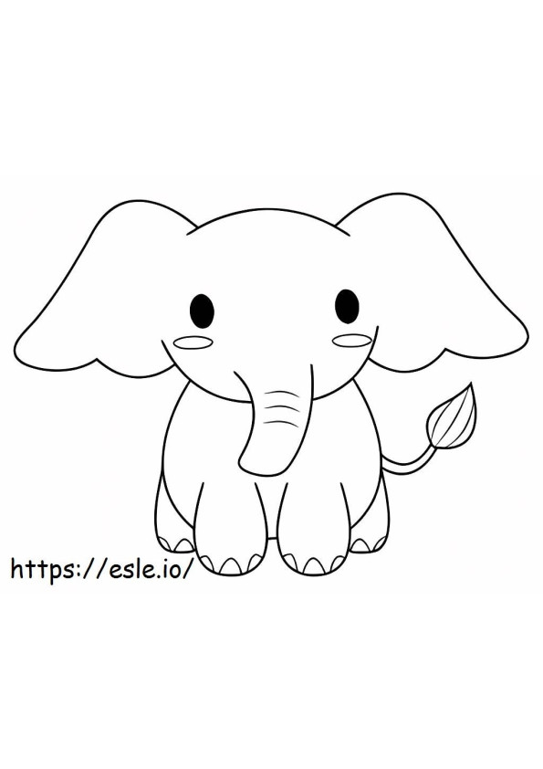 Kawaii-olifant kleurplaat