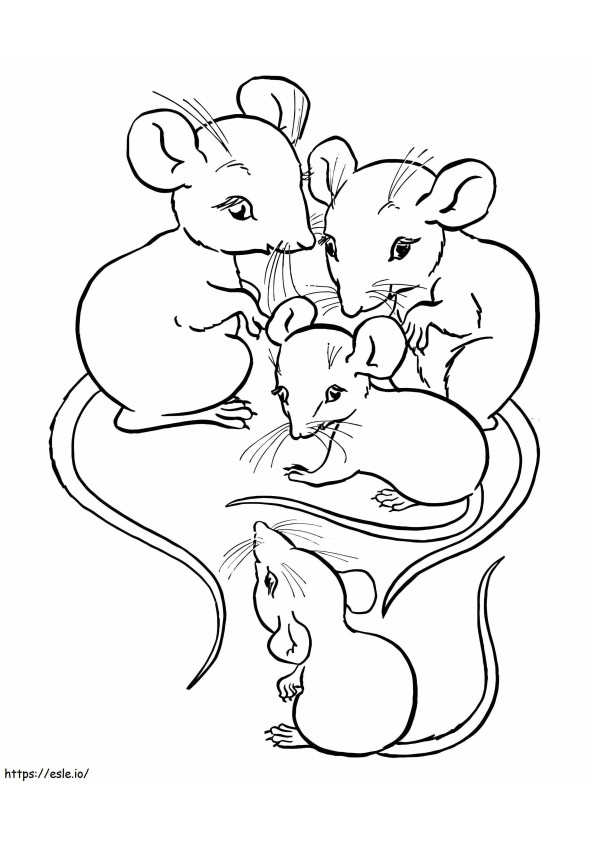 Four Mice coloring page