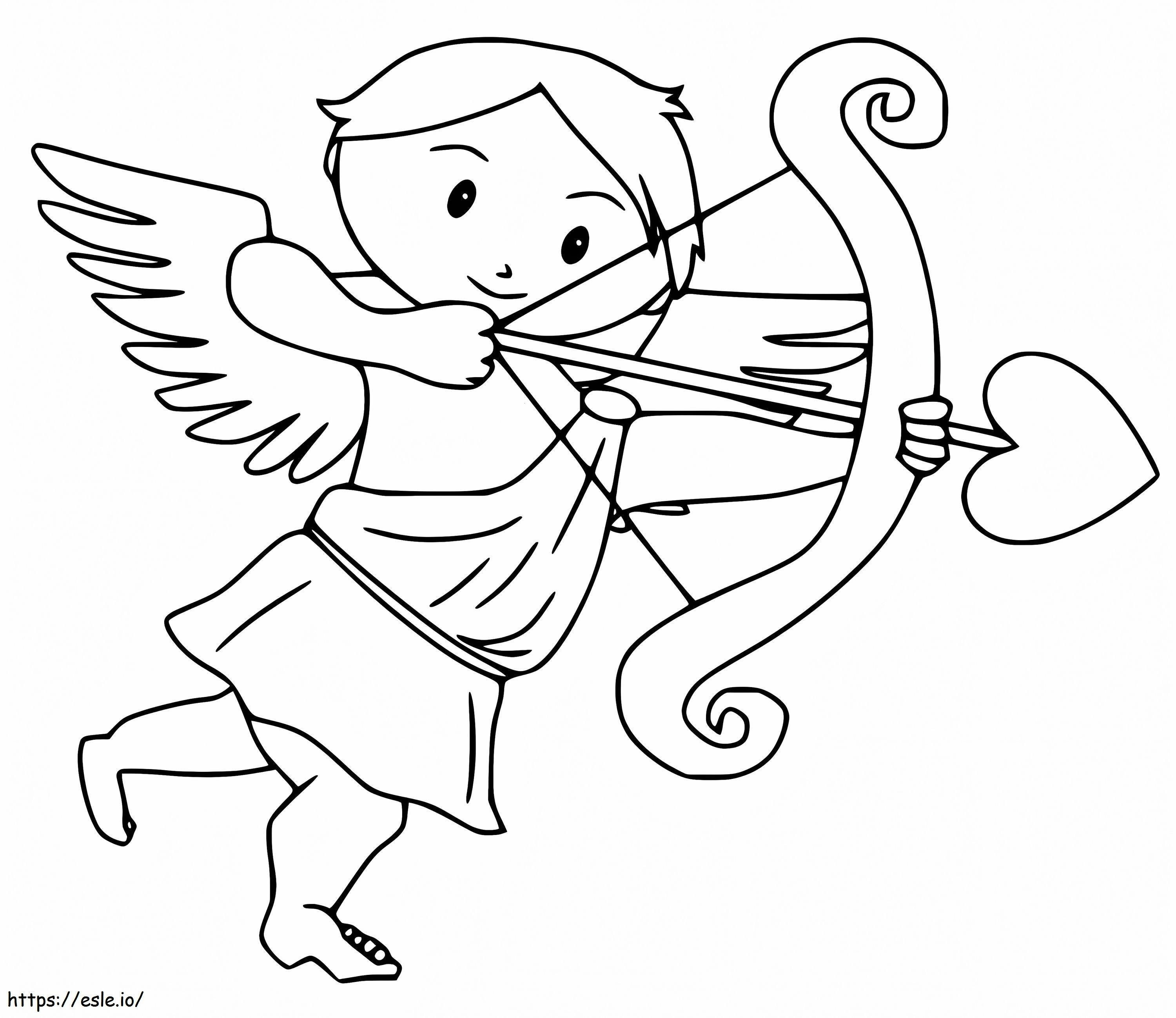 Cupido con arco y flecha para colorear