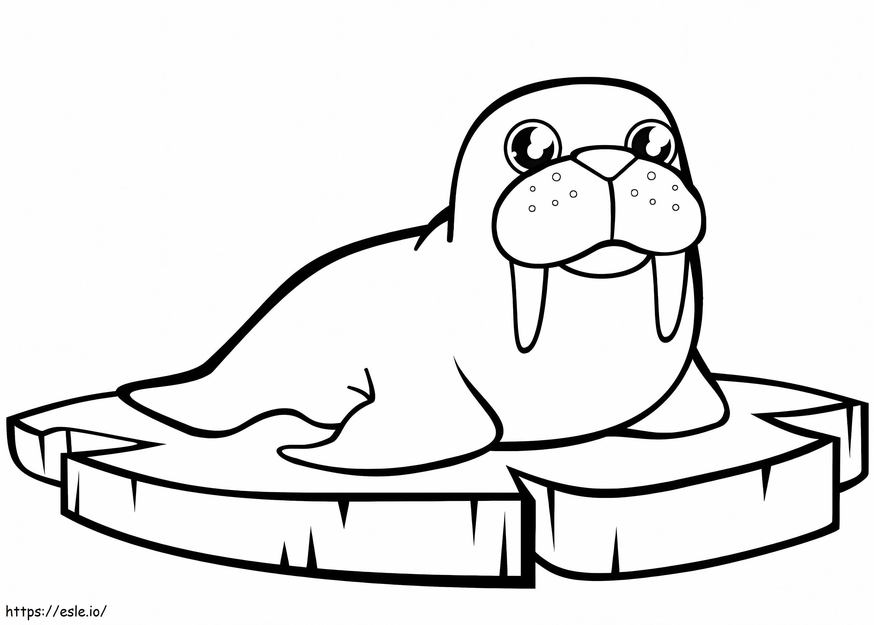 Cute Walrus On Ice coloring page