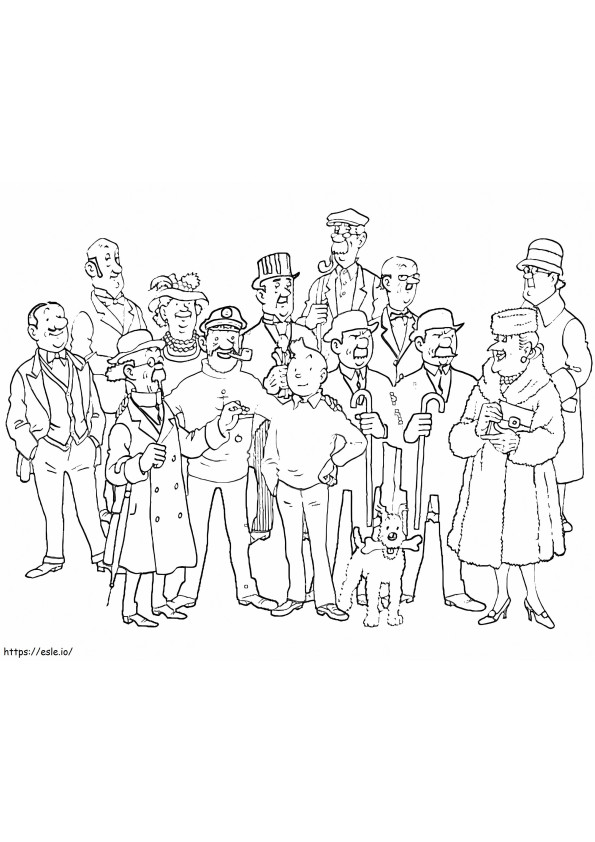 Coloriage Personnages de Tintin à imprimer dessin