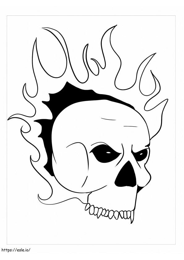 Flaming Skull coloring page
