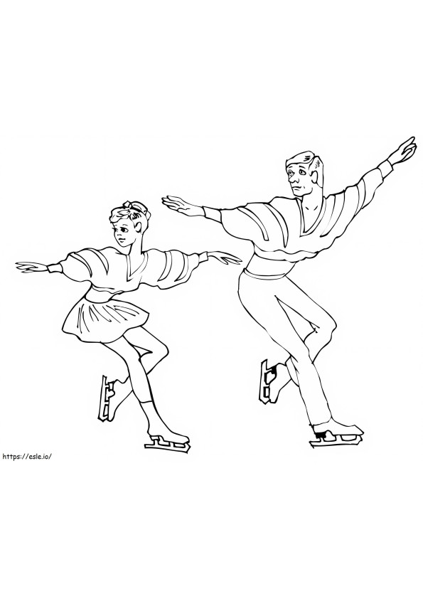 男の子と女の子のフィギュアスケート ぬりえ - 塗り絵