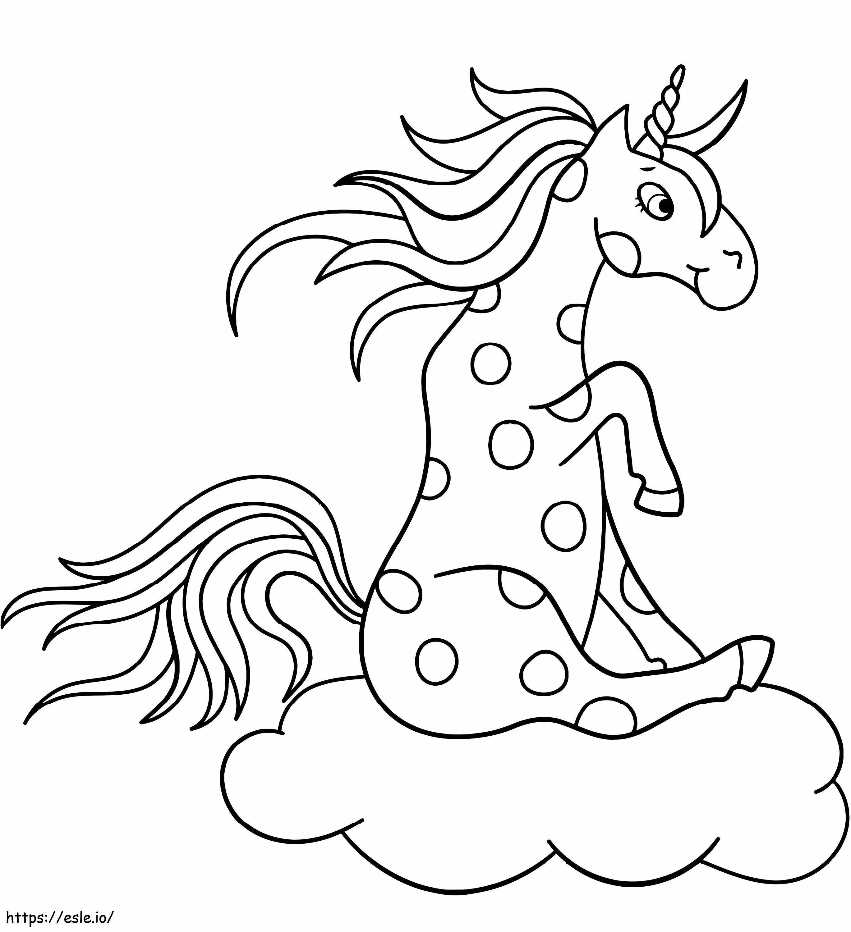 Unicorno seduto sulla nuvola da colorare