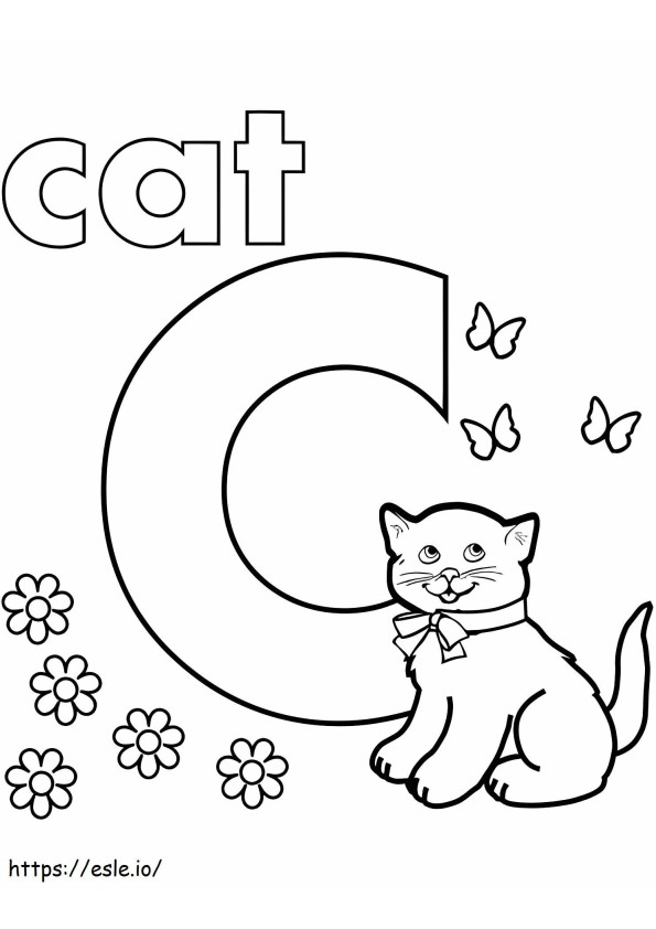 Coloriage 1526207188 C est pour chat A4 à imprimer dessin