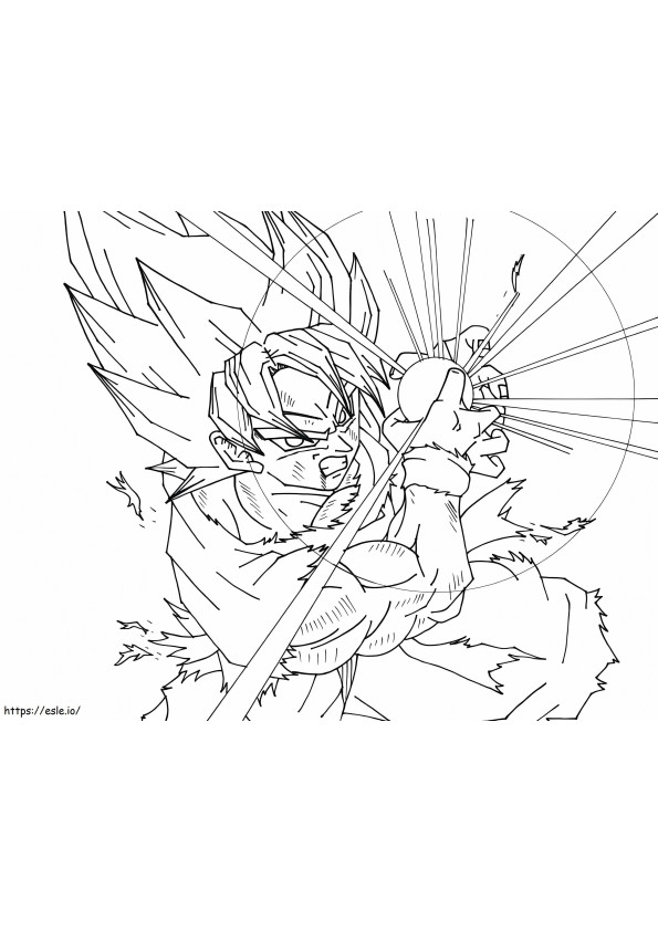 Coloriage Son Goku utilise sa compétence à imprimer dessin