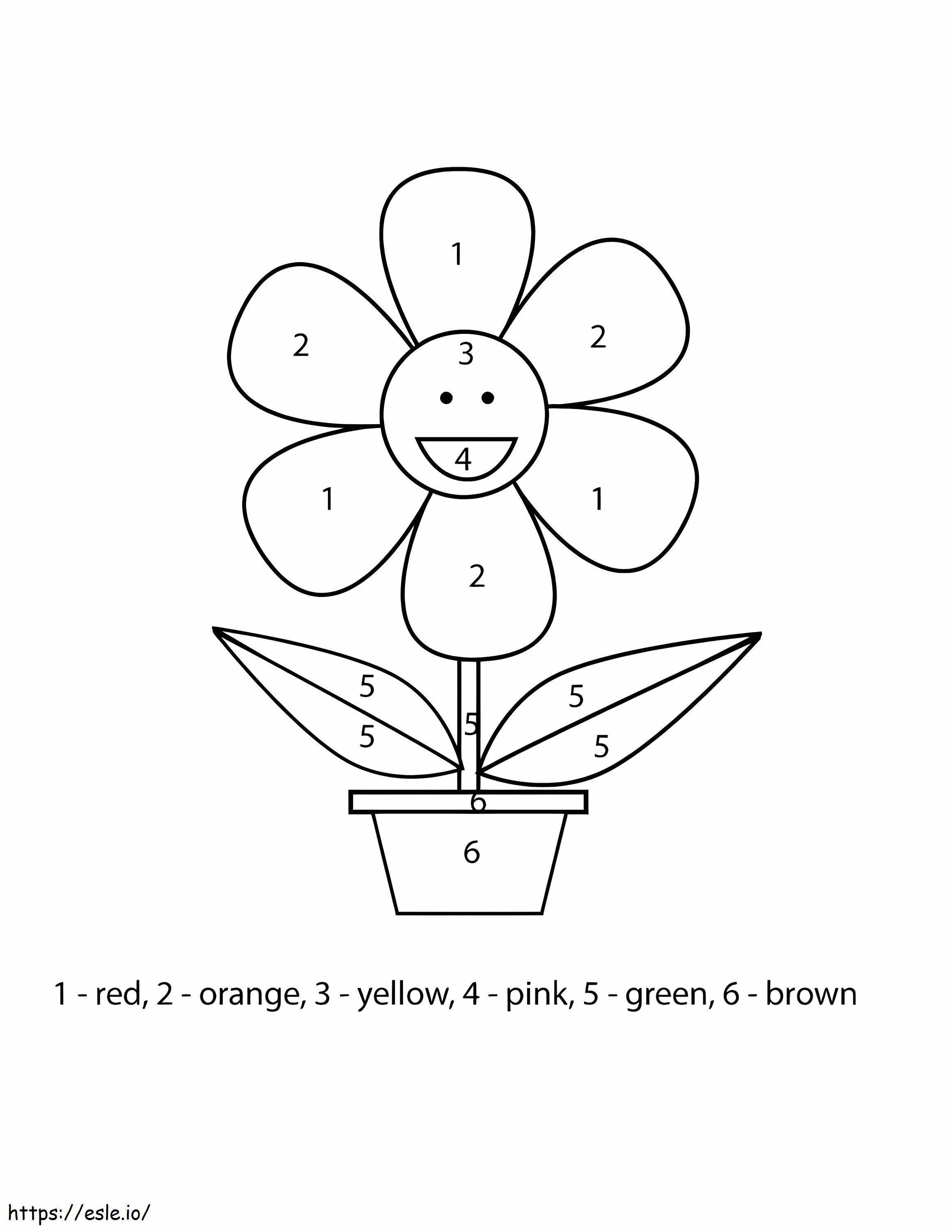 Cor fácil da flor por número para colorir