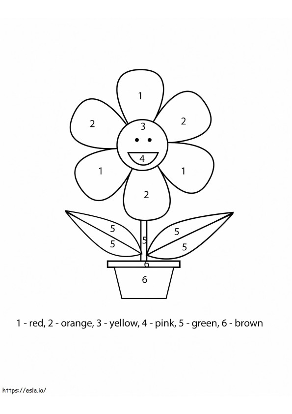 Cor fácil da flor por número para colorir