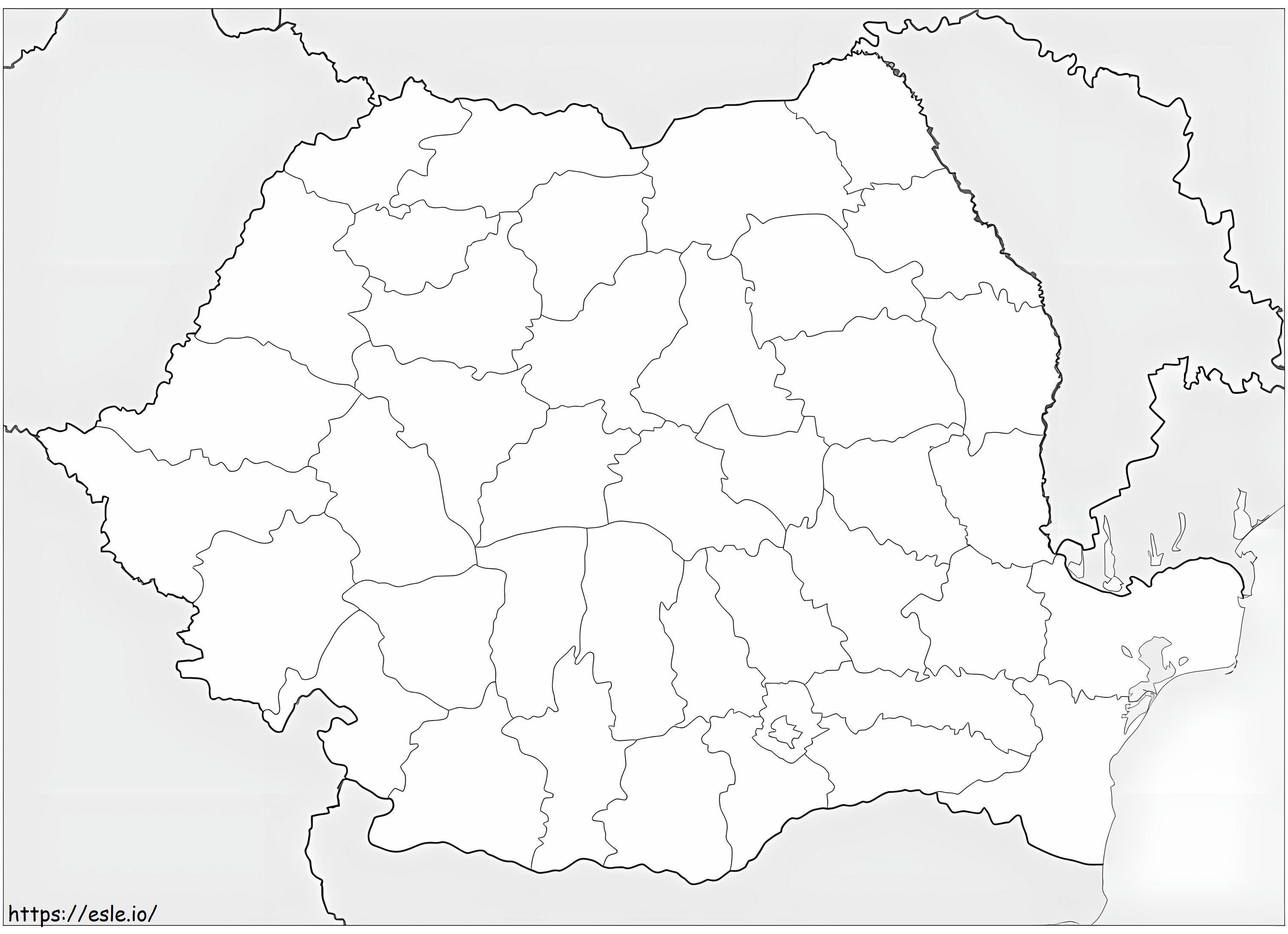 Mapa de Rumania para colorear