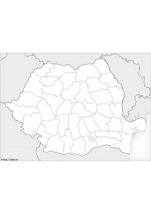 Mapa de Rumania para colorear