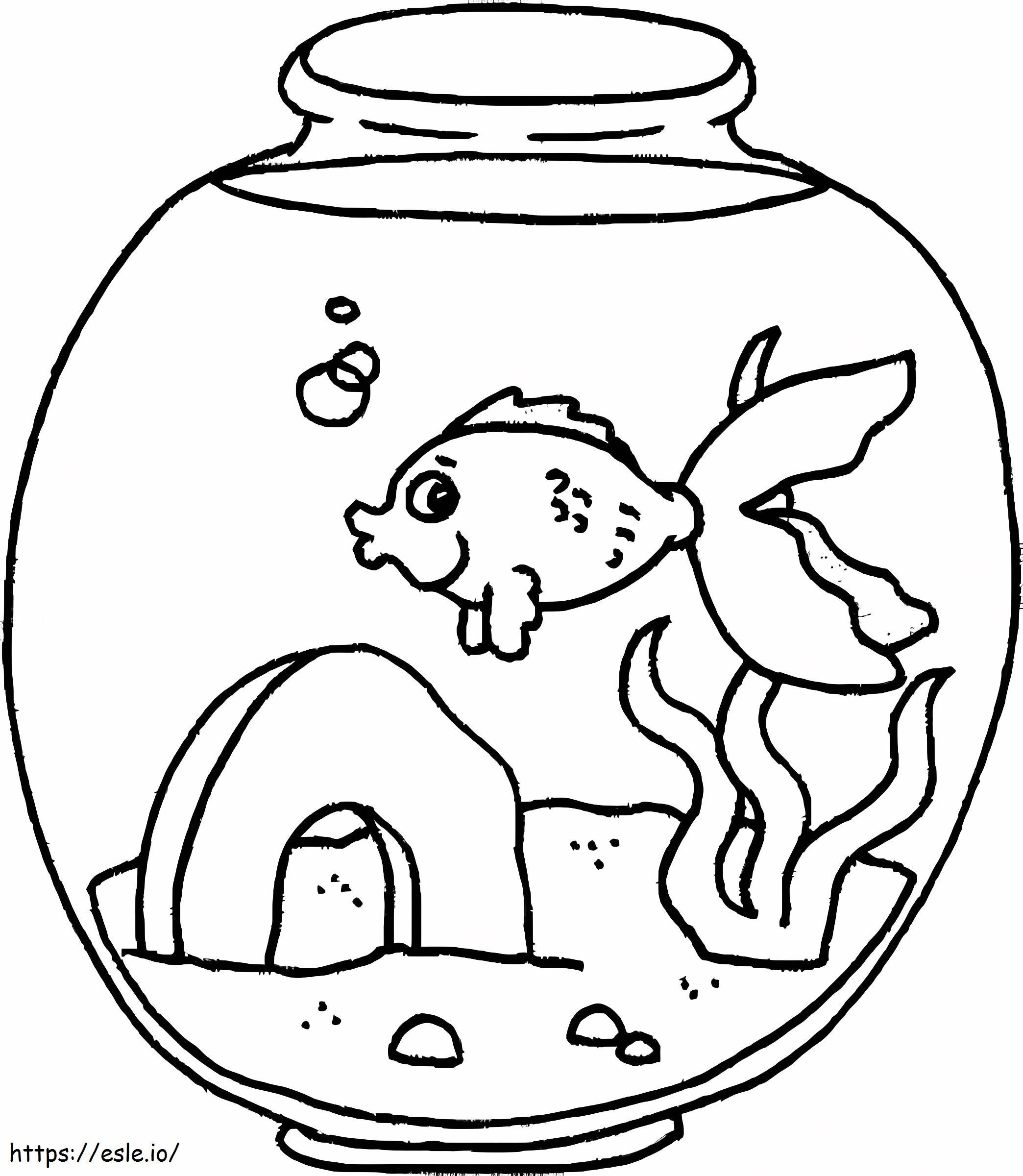 Coloriage Un bocal à poissons à imprimer dessin