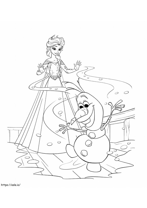 Olaf Y Elsa para colorear