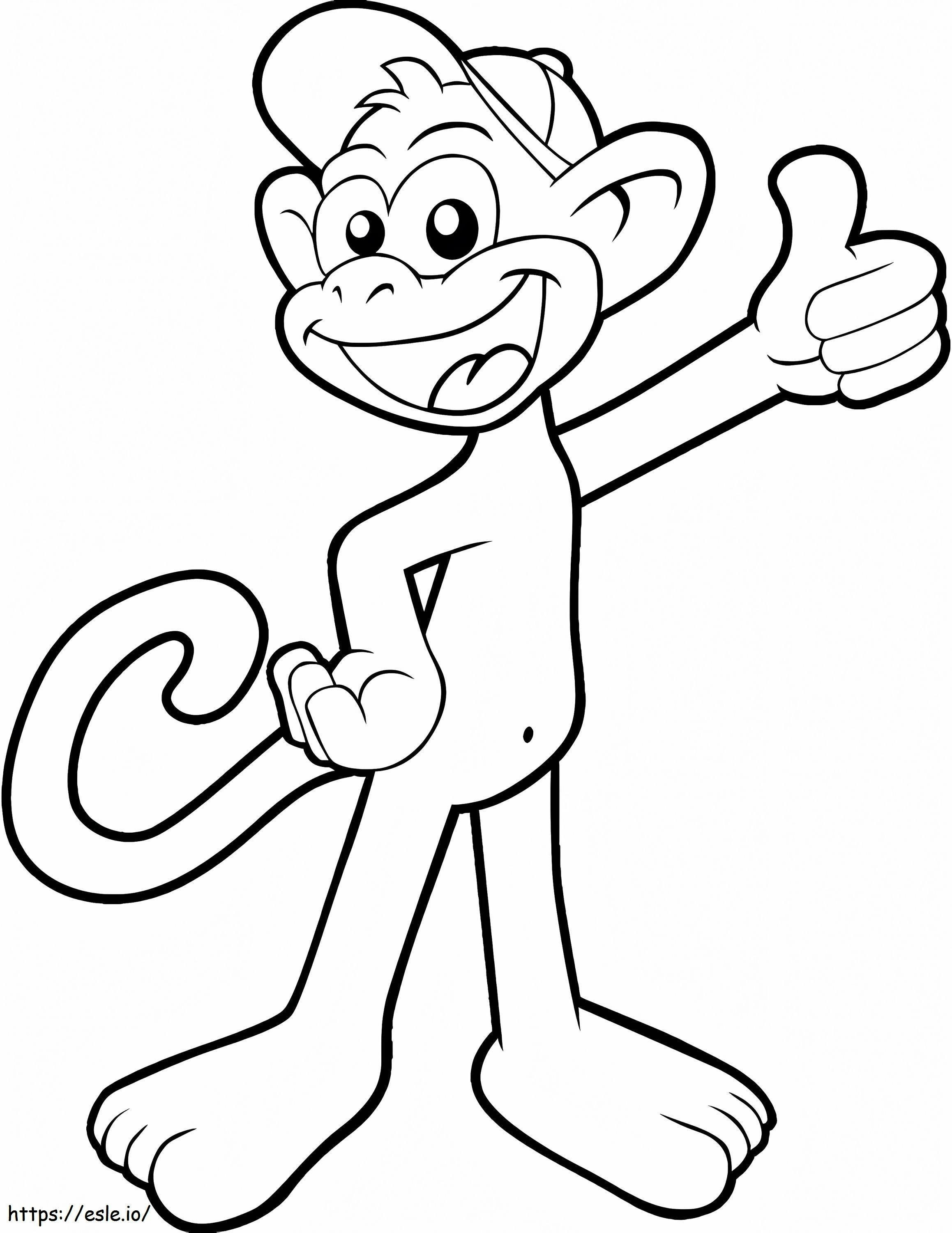 Macaco de desenho animado feliz para colorir