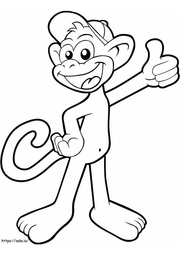 Macaco de desenho animado feliz para colorir