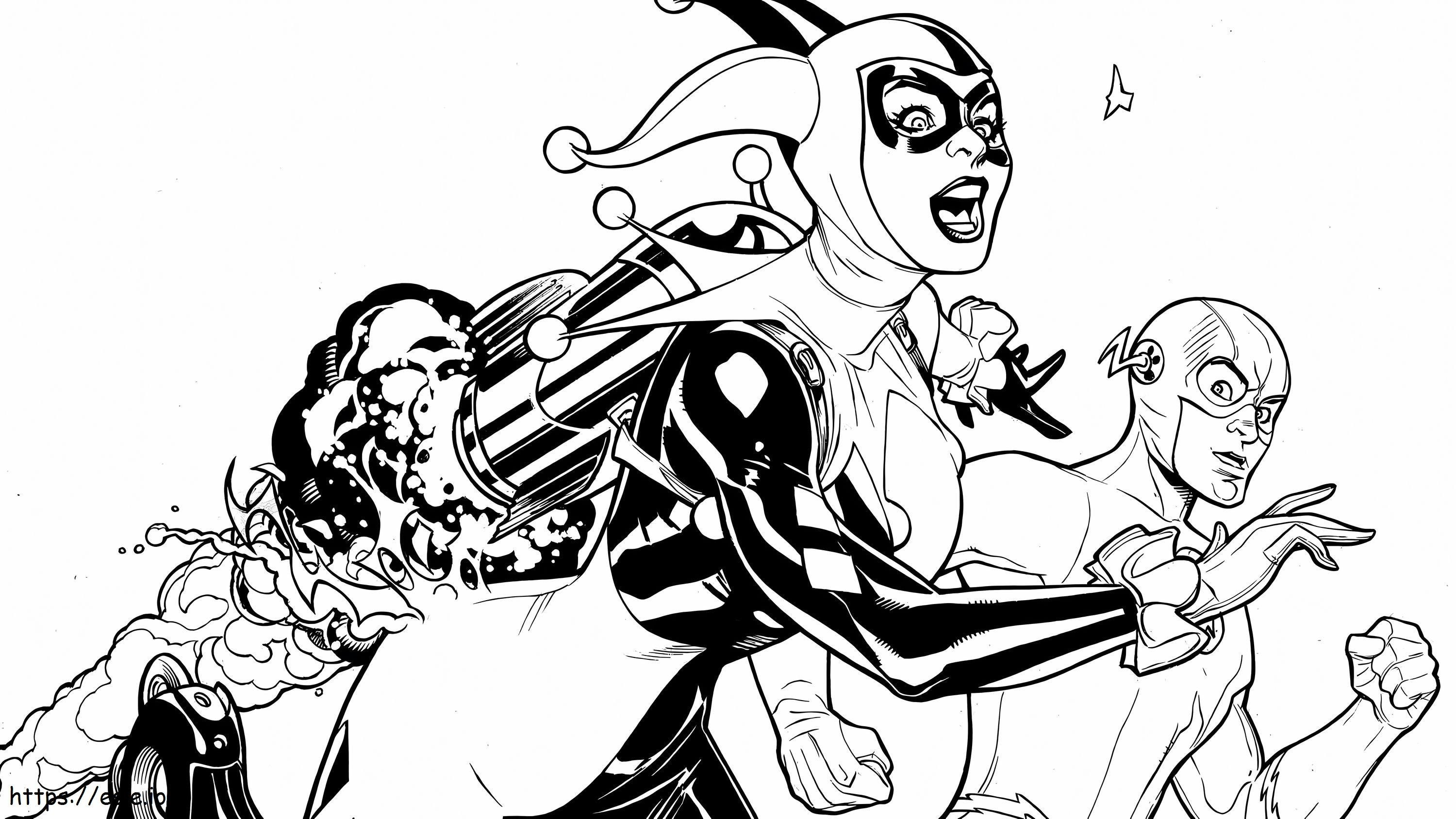 Coloriage Harley Quinn et ses amis à imprimer dessin