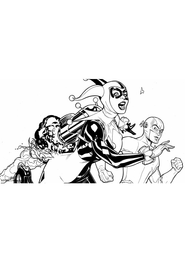 Coloriage Harley Quinn et ses amis à imprimer dessin