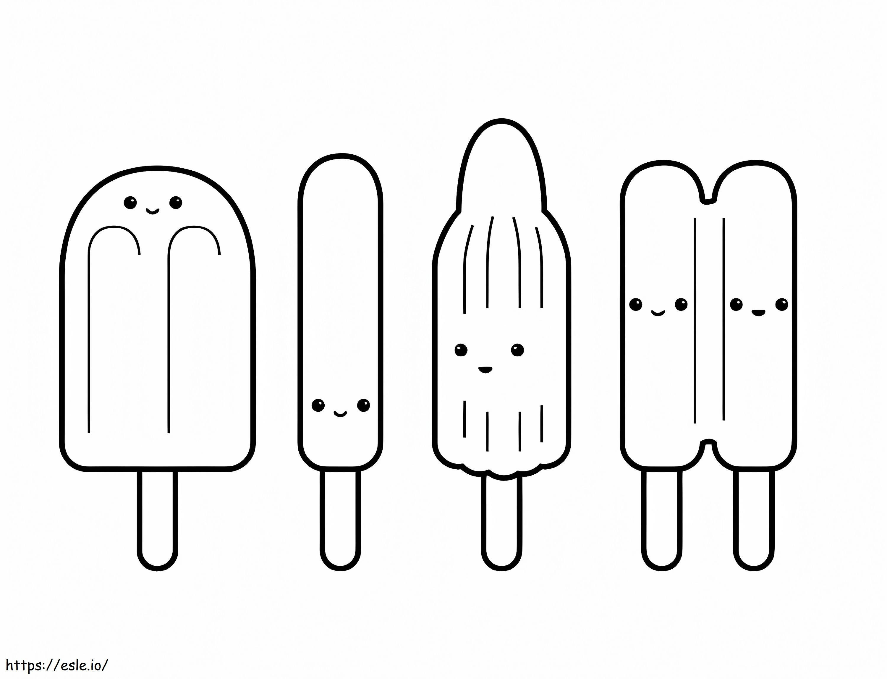 Cute Popsicles coloring page
