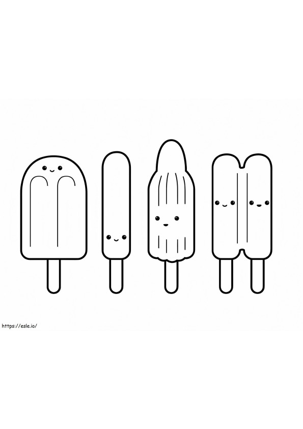 Cute Popsicles coloring page