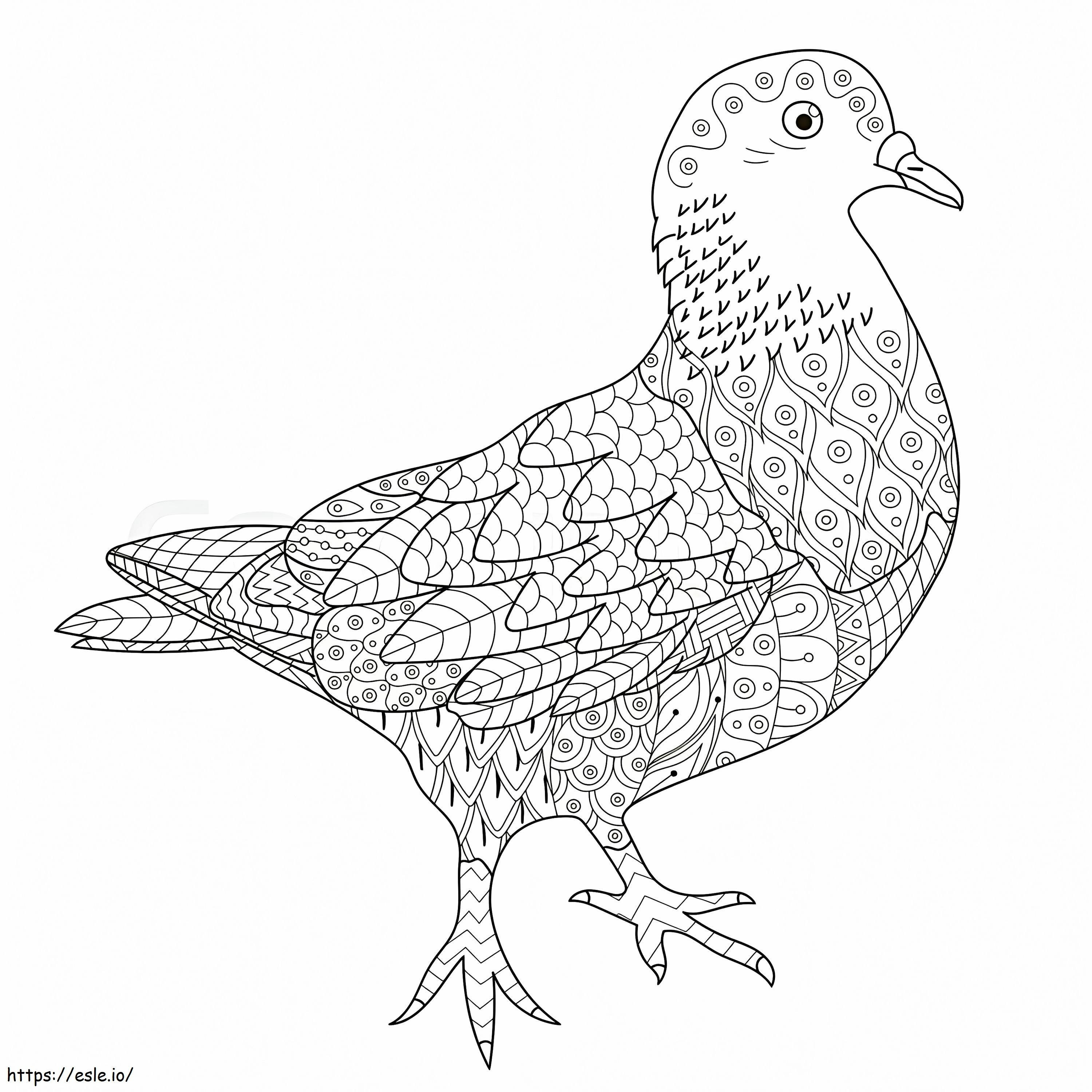 Coloriage Mandala de pigeons à imprimer dessin
