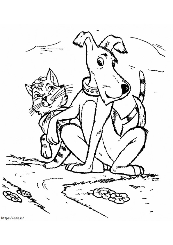 Dog And Cat Are Friends coloring page