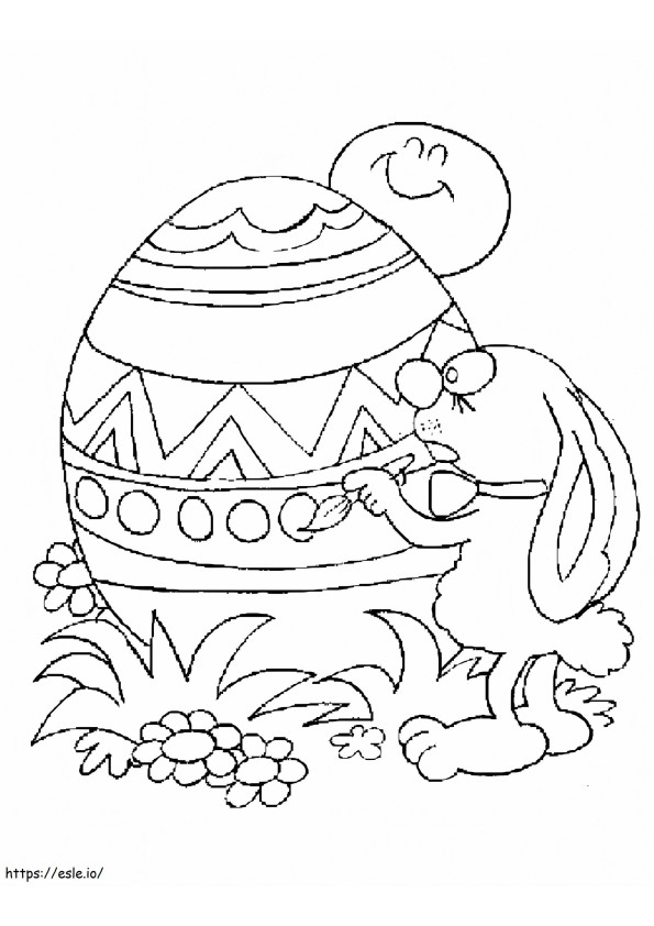 Conejito y huevo de Pascua para colorear