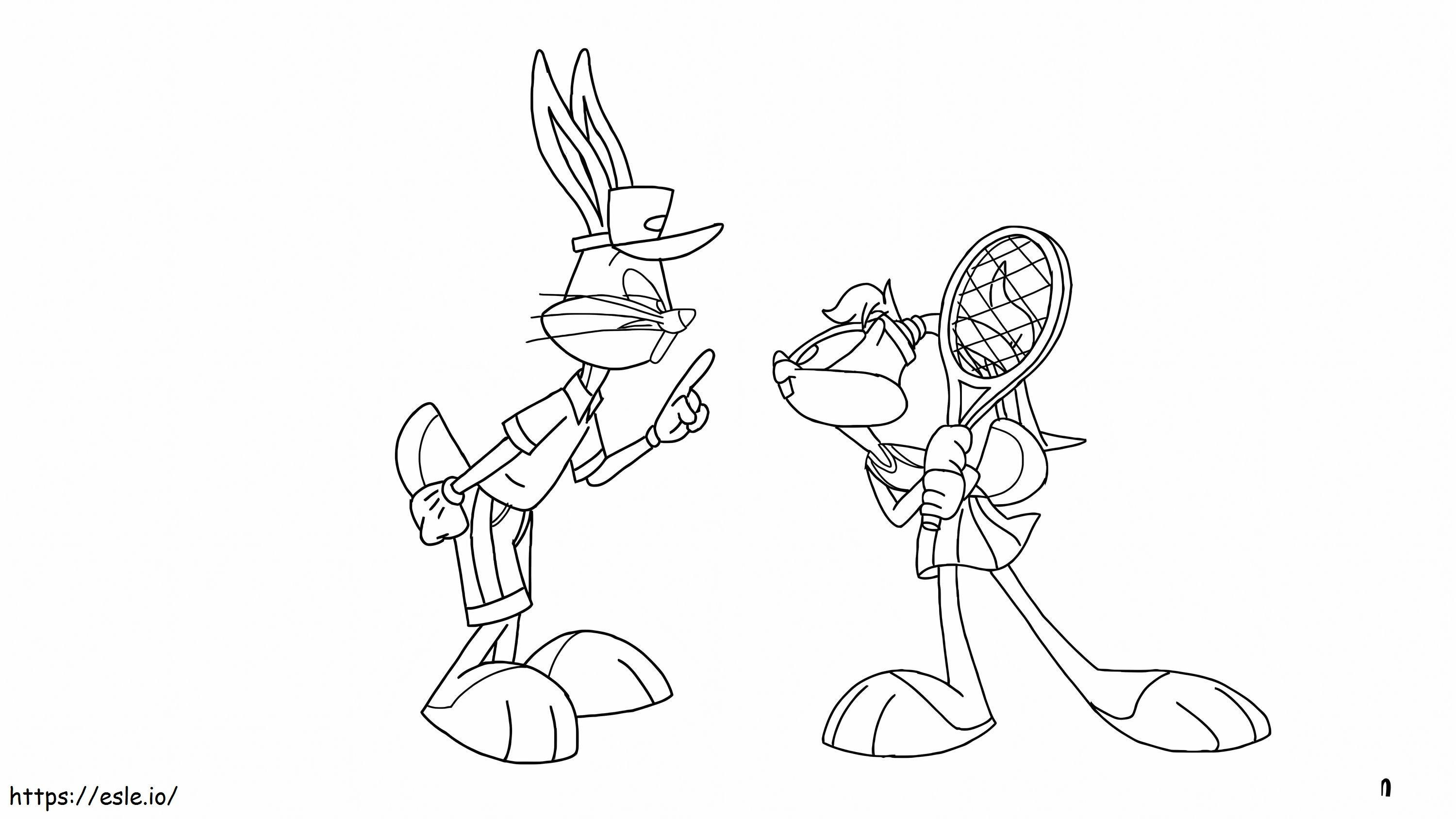 I bambini Bugs Bunny e Lola giocano a tennis da colorare