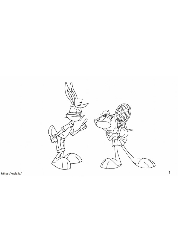 Coloriage Les bébés Bugs Bunny et Lola jouent au tennis à imprimer dessin