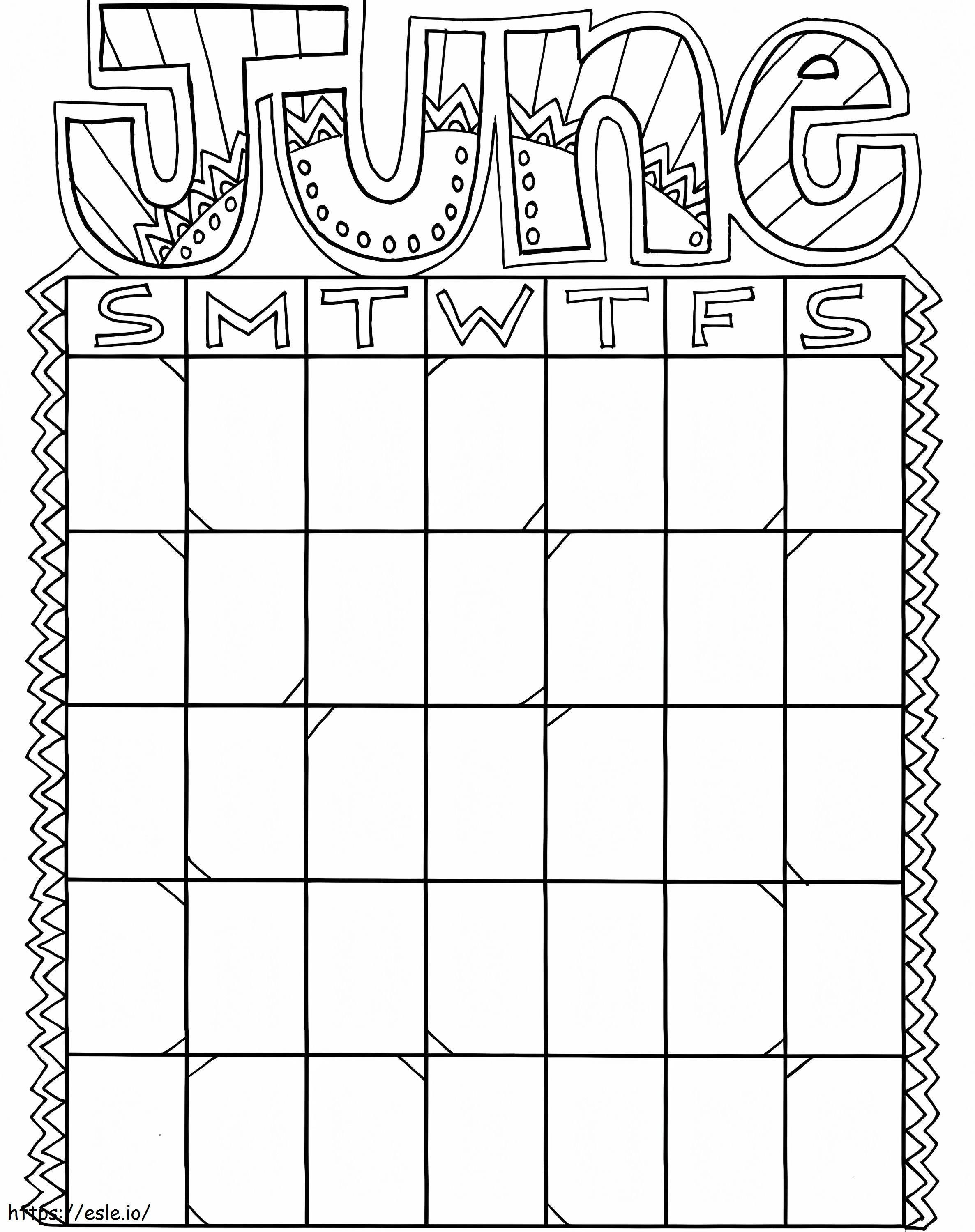 Calendar June 1 Coloring Page