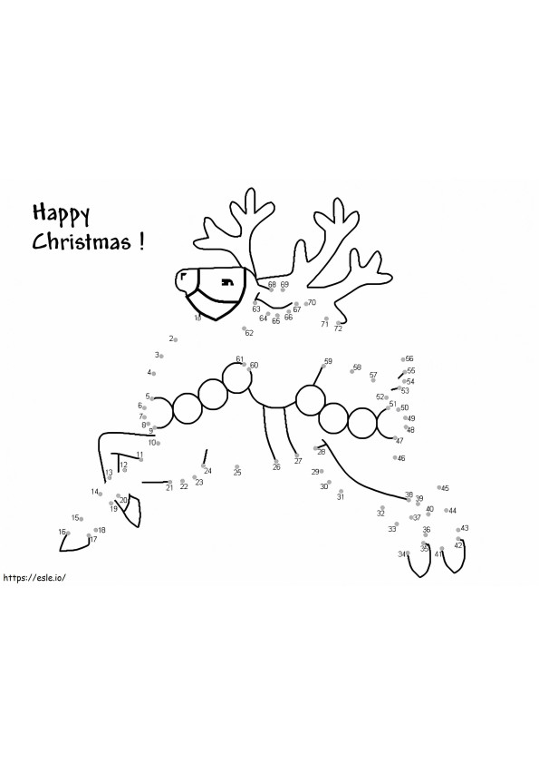 Merry Christmas Reindeer Dot To Dots coloring page
