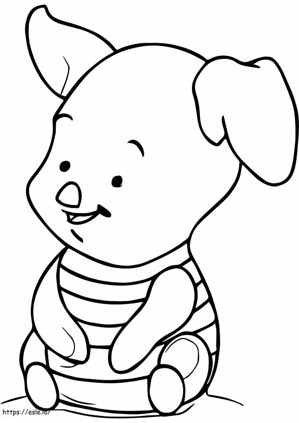 Baby Piglet Sitting coloring page