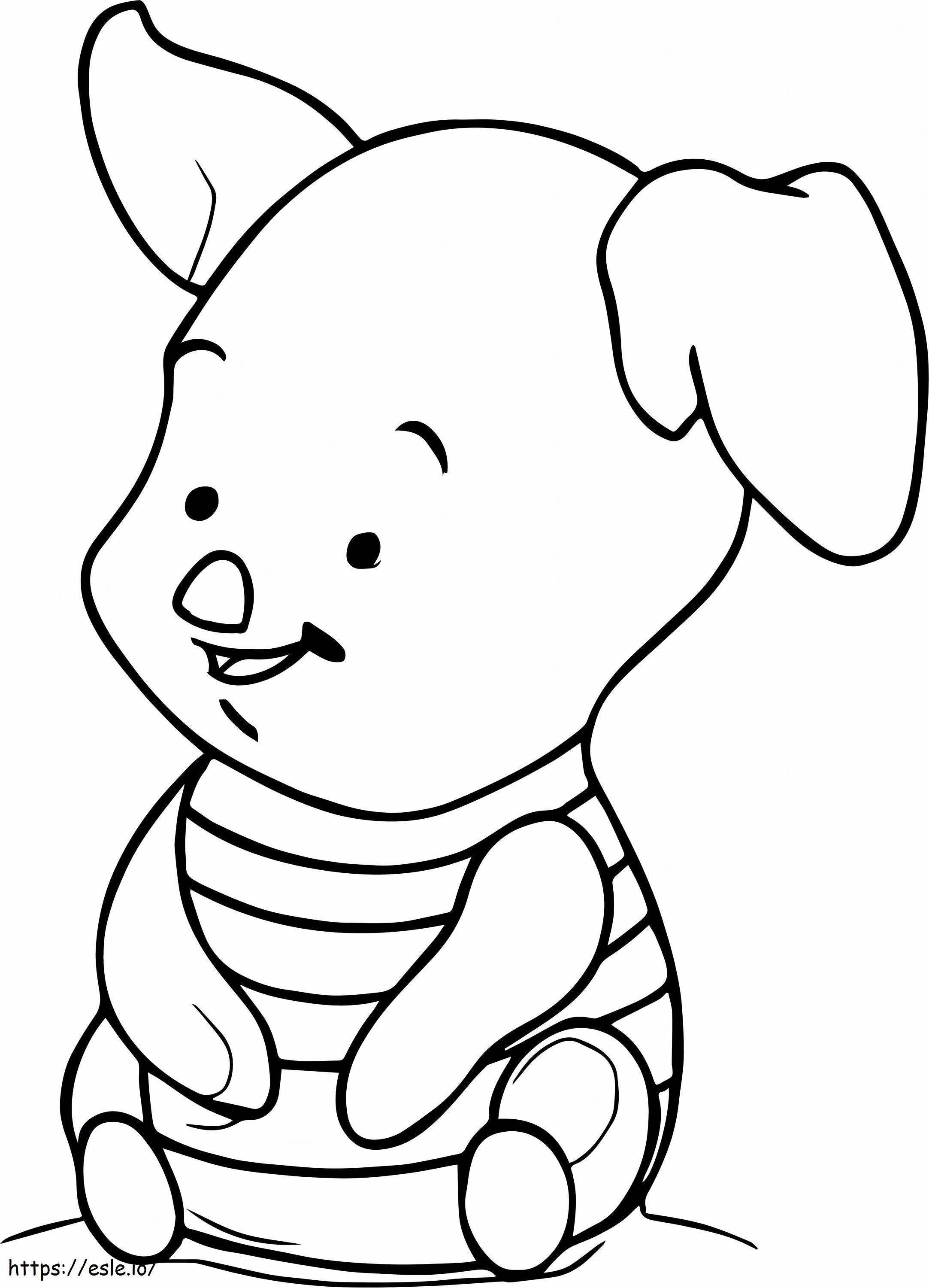 Baby Piglet Sitting coloring page