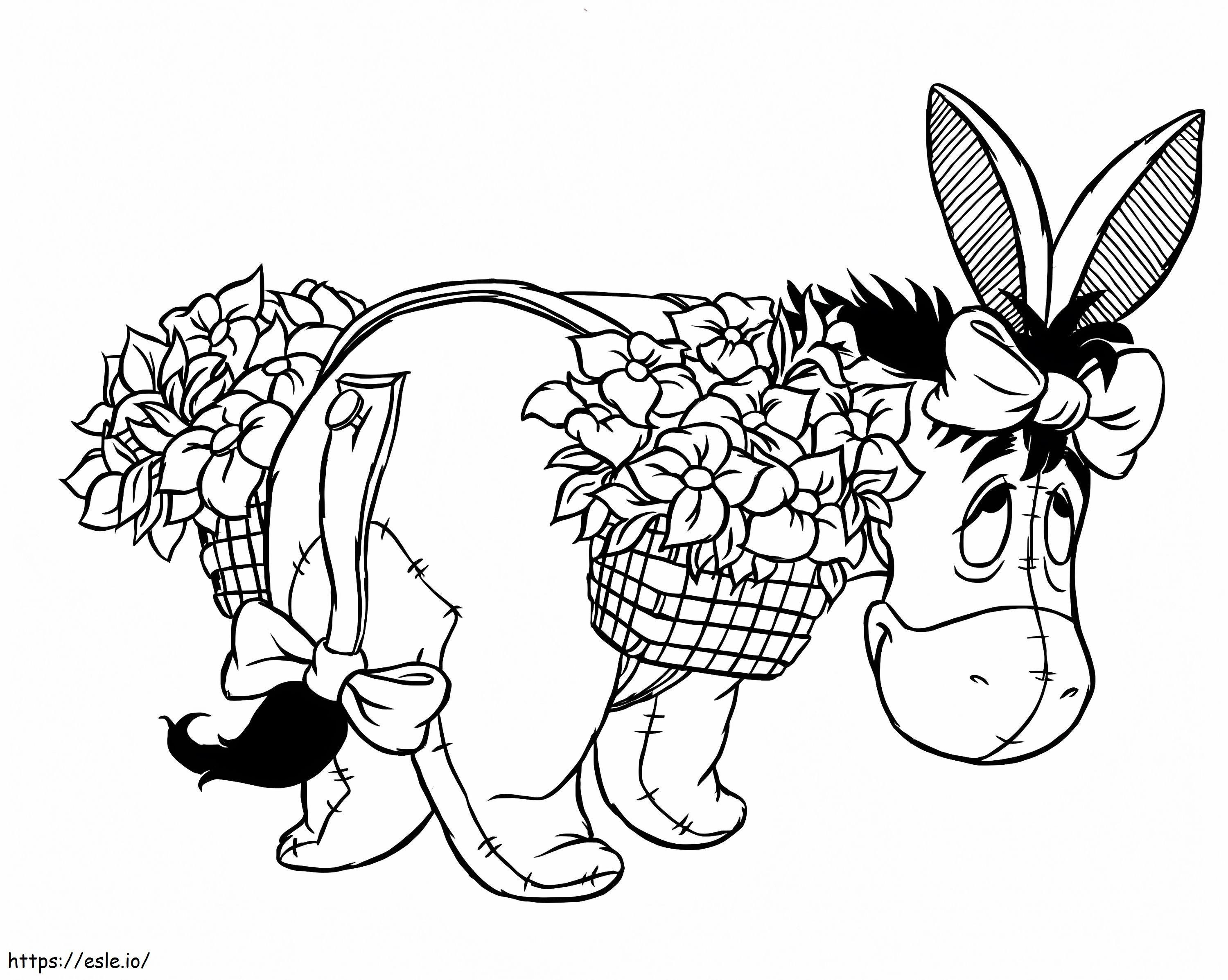 Coloriage Bourriquet avec fleur à imprimer dessin