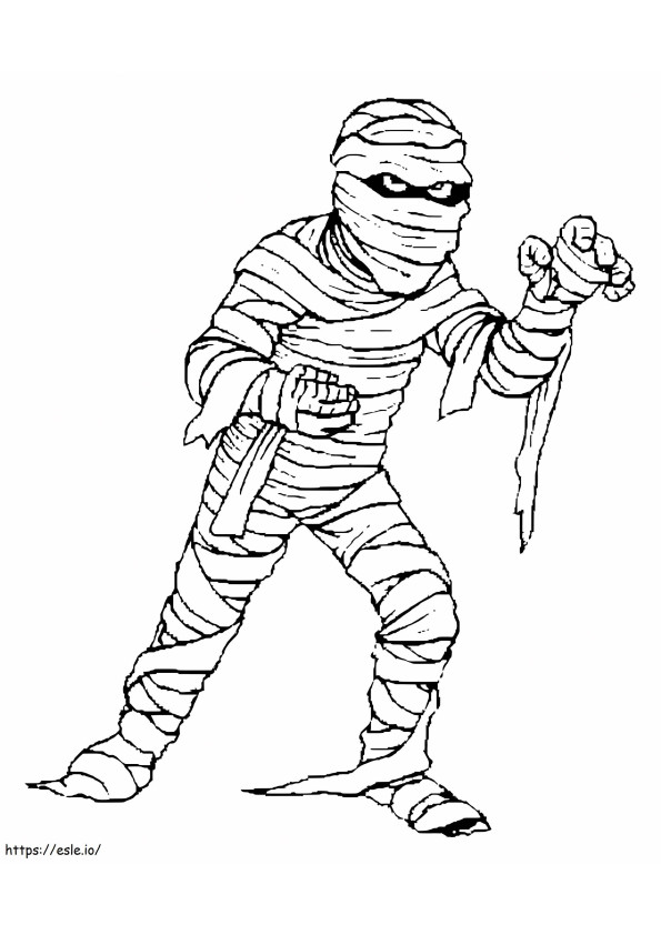Scary Mummy Attack coloring page