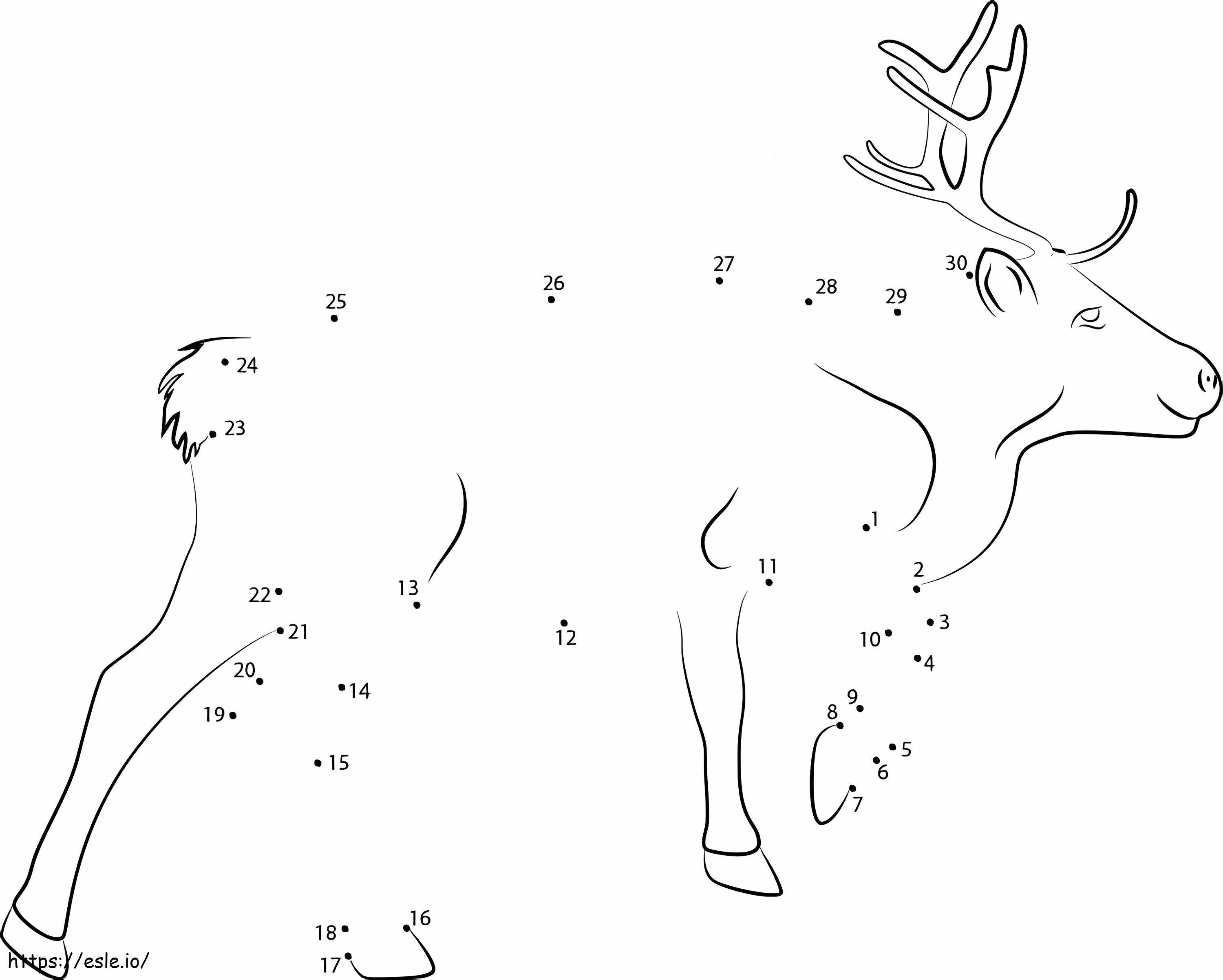 Unisci i puntini delle renne per i bambini da colorare