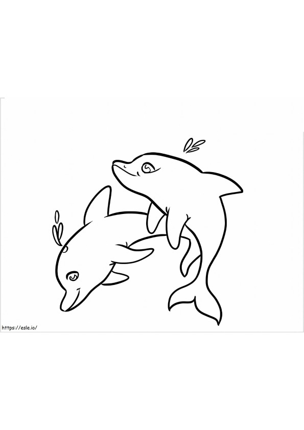 Two Cute Dolphins coloring page
